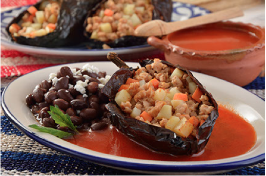 chile ancho relleno de soya