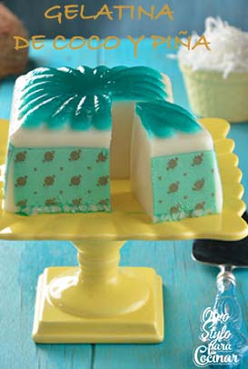 GELATINA DE COCO Y PIÑA CON TRANSFER