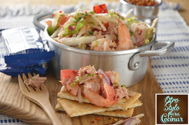 de camarón y jicama