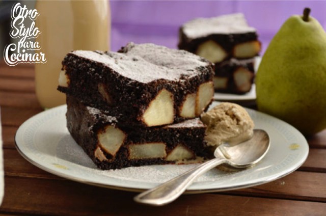 brownies con pera